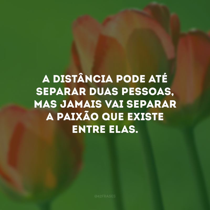 A distância pode até separar duas pessoas, mas jamais vai separar a paixão que existe entre elas.