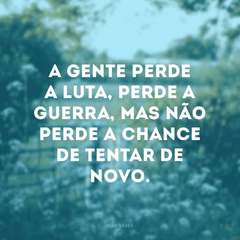 A gente perde a luta, perde a guerra, mas não perde a chance de tentar de novo. 