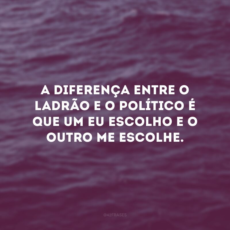 A diferença entre o ladrão e o político é que um eu escolho e o outro me escolhe.