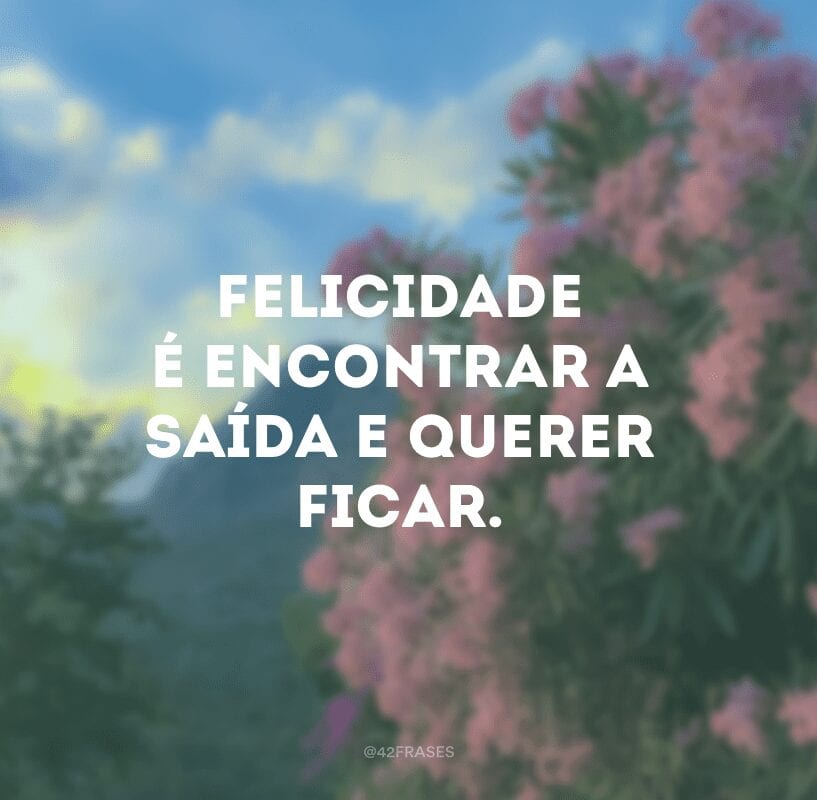 Felicidade é encontrar a saída e querer ficar.