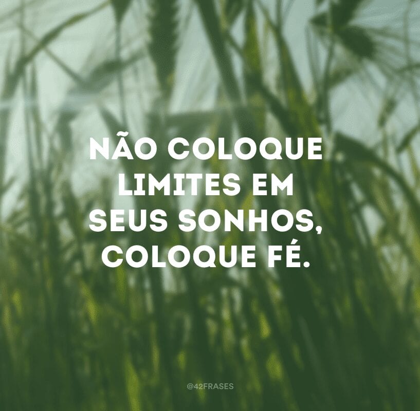 Não coloque limites em seus sonhos, coloque fé.