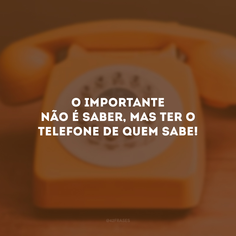 O importante não é saber, mas ter o telefone de quem sabe!