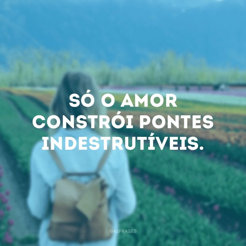 Só o amor constrói pontes indestrutíveis.