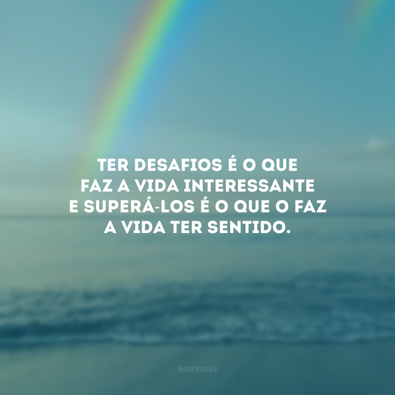 Ter desafios é o que faz a vida interessante e superá-los é o que o faz a vida ter sentido.