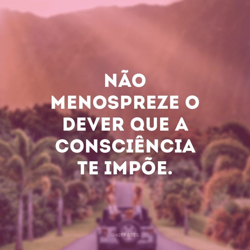 Não menospreze o dever que a consciência te impõe.