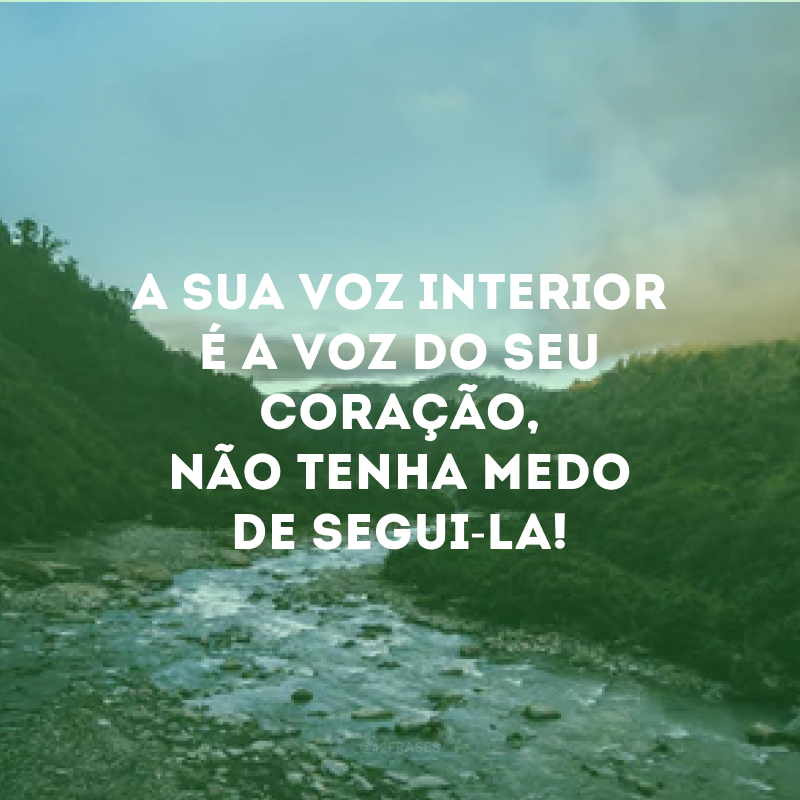 A sua voz interior é a voz do seu coração, não tenha medo de segui-la!