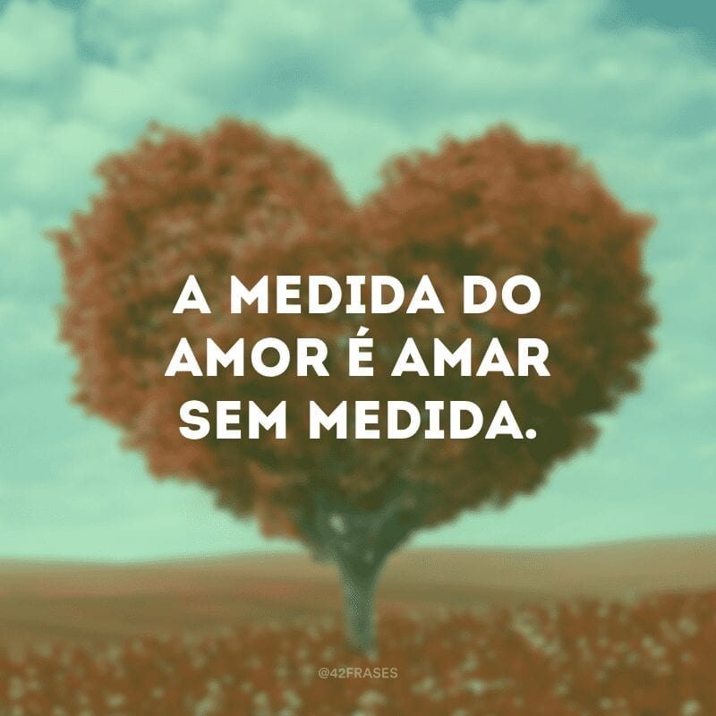 A medida do amor é amar sem medida. 