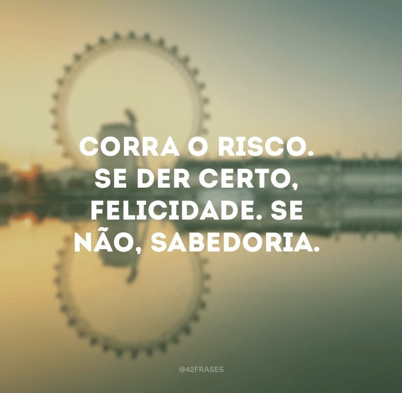 Corra o risco. Se der certo, felicidade. Se não, sabedoria.