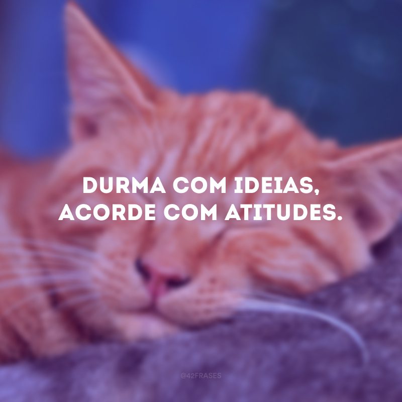 Durma com ideias, acorde com atitudes.