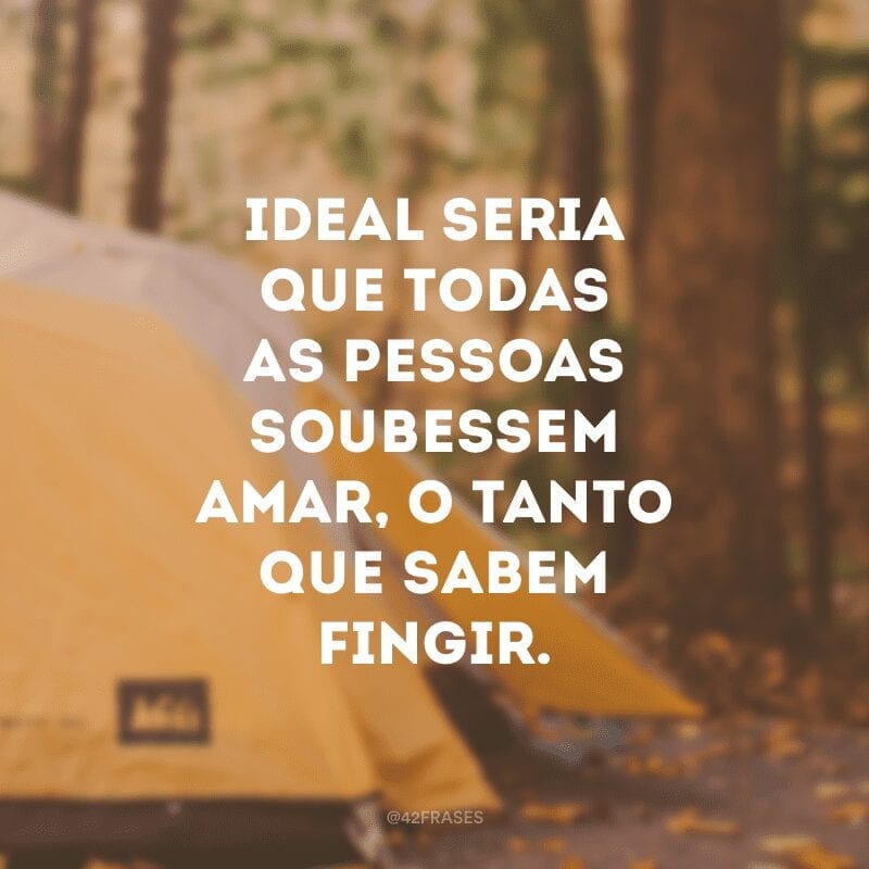 Ideal seria que todas as pessoas soubessem amar, o tanto que sabem fingir. 