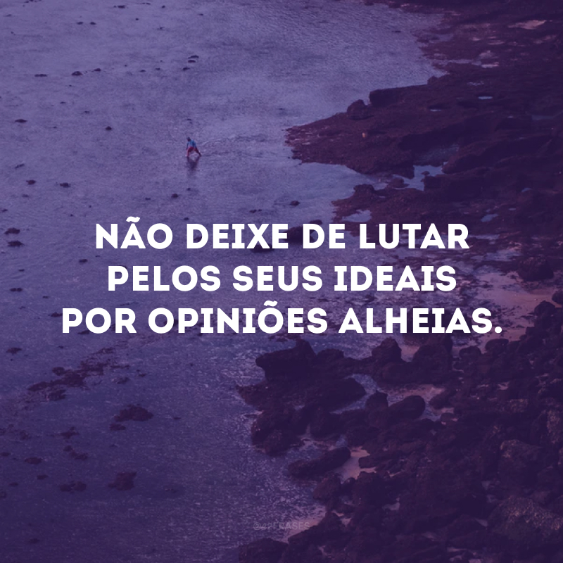 Não deixe de lutar pelos seus ideais por opiniões alheias.