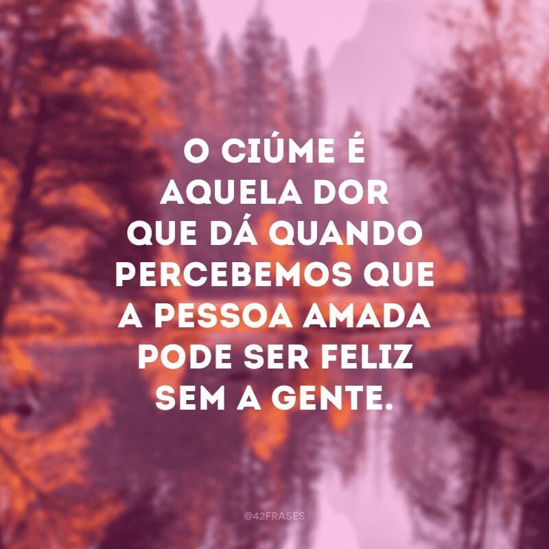 O ciúme é aquela dor que dá quando percebemos que a pessoa amada pode ser feliz sem a gente.