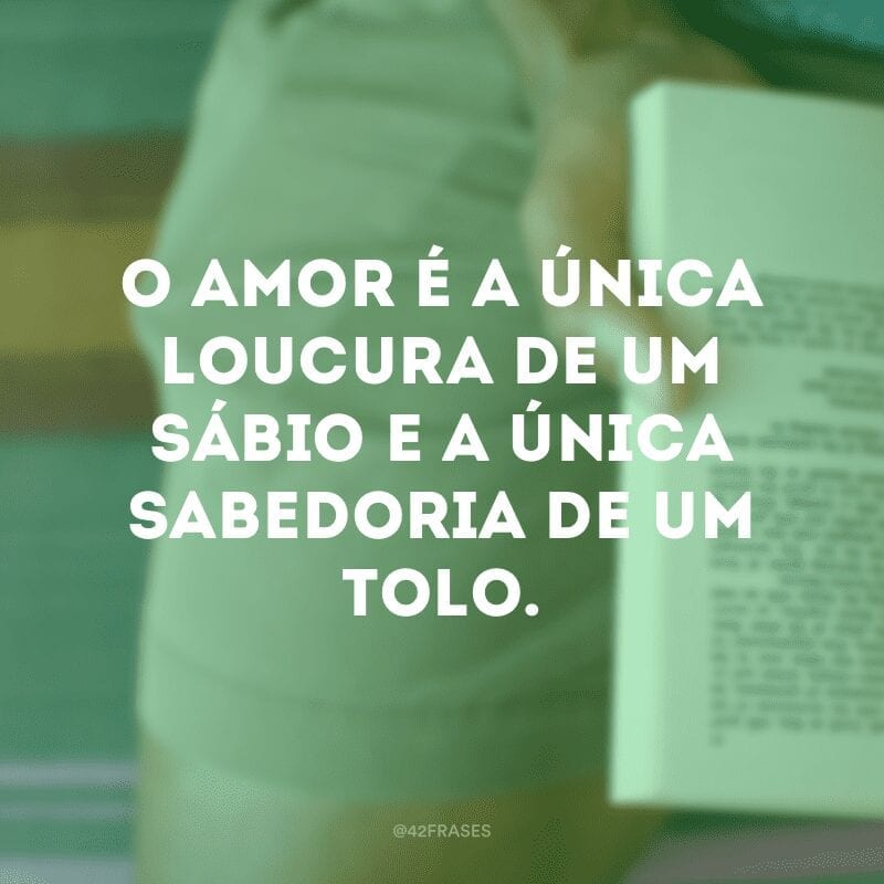 O amor é a única loucura de um sábio e a única sabedoria de um tolo.