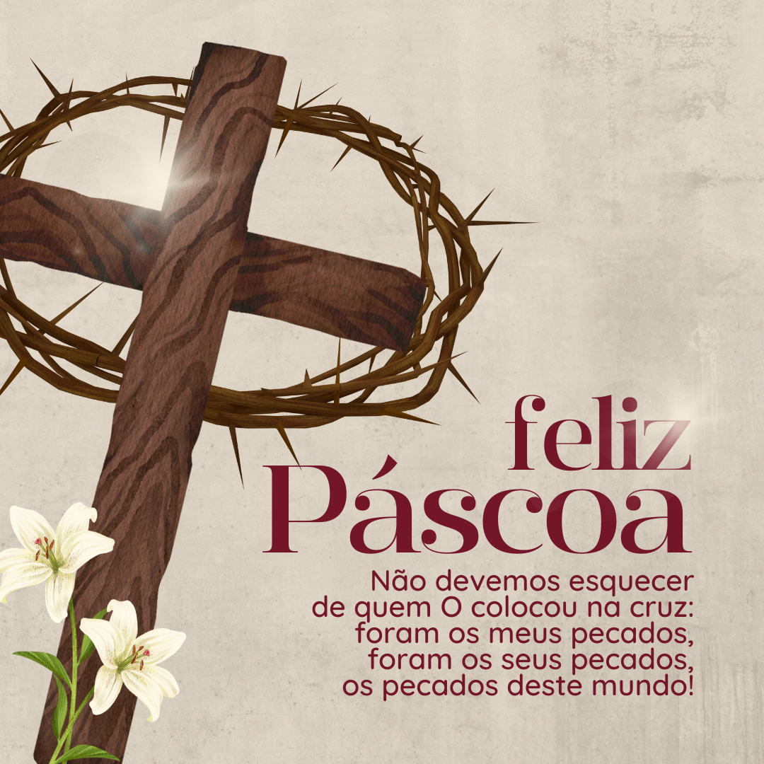 Não devemos esquecer de quem o colocou na cruz: foram os meus pecados, foram os seus pecados, os pecados deste mundo! Feliz Páscoa.