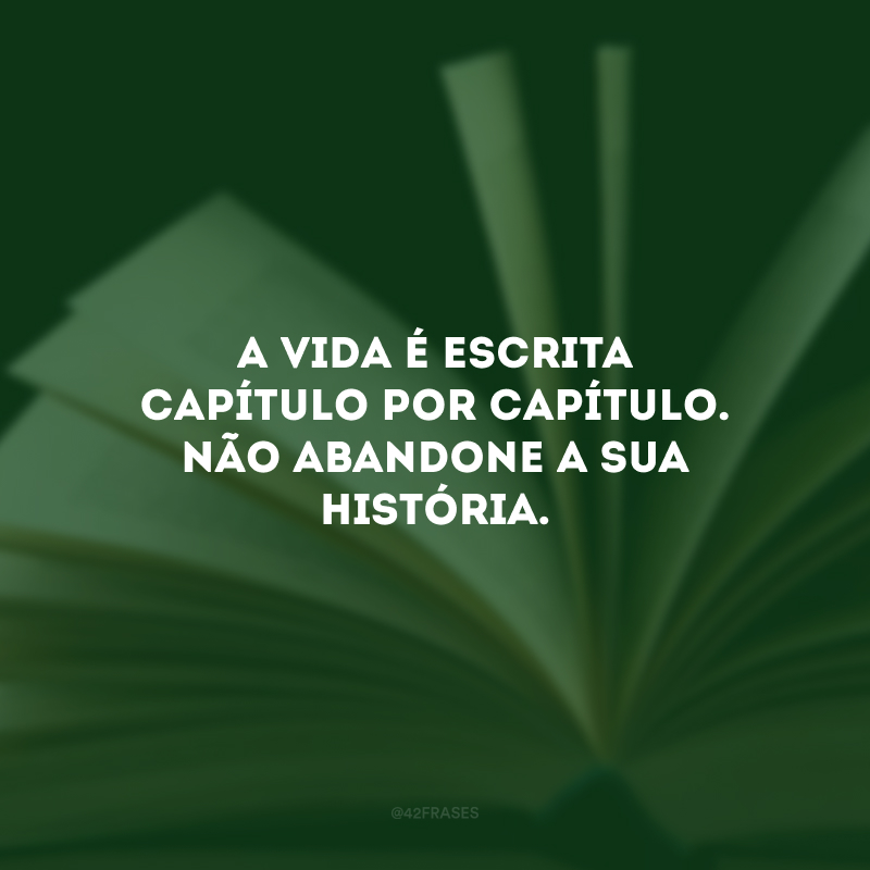 A vida é escrita capítulo por capítulo. Não abandone a sua história.