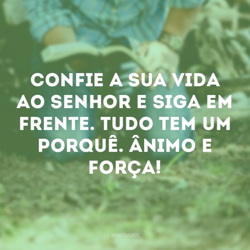 Confie a sua vida ao Senhor e siga em frente. Tudo tem um porquê. Ânimo e força!