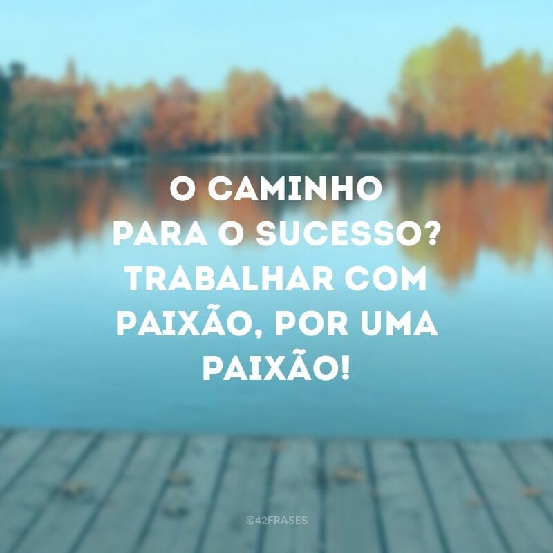 O caminho para o sucesso? Trabalhar com paixão, por uma paixão!