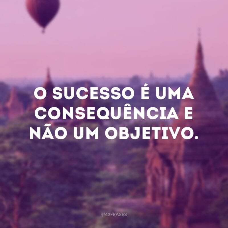 O sucesso é uma consequência e não um objetivo.