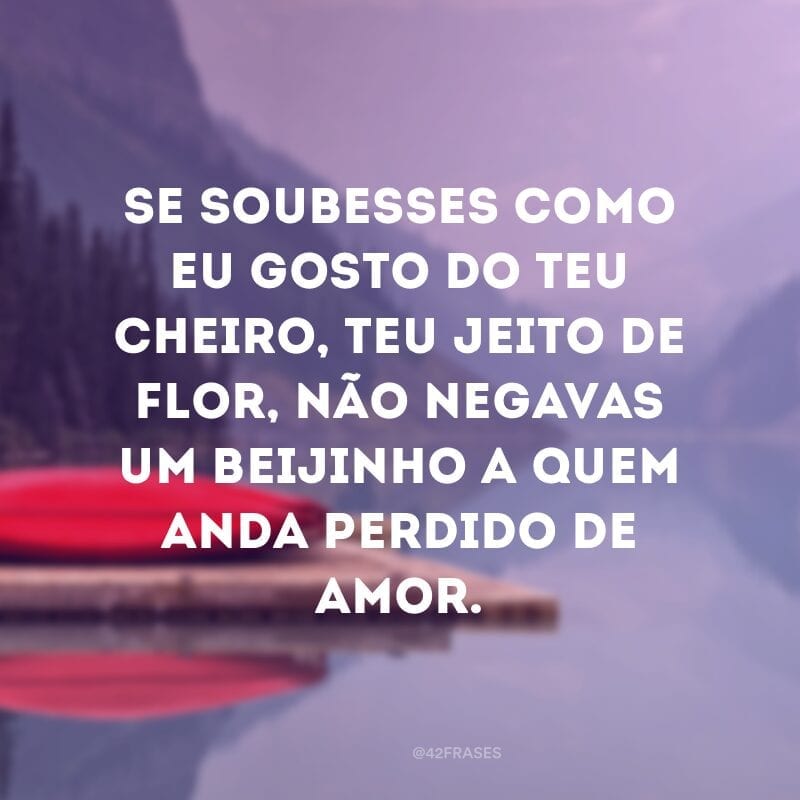 Se soubesses como eu gosto do teu cheiro, teu jeito de flor, não negavas um beijinho a quem anda perdido de amor.