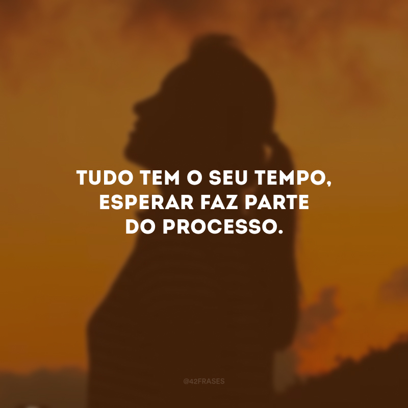 Tudo tem o seu tempo, esperar faz parte do processo.