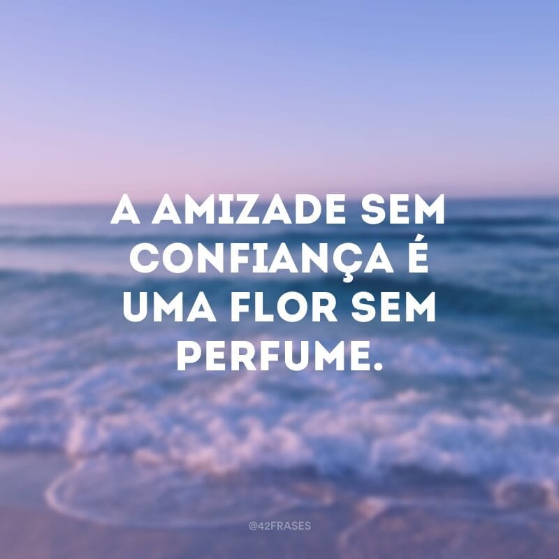 A amizade sem confiança é uma flor sem perfume.