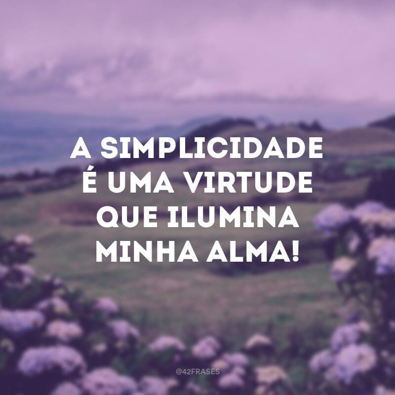 A simplicidade é uma virtude que ilumina minha alma!