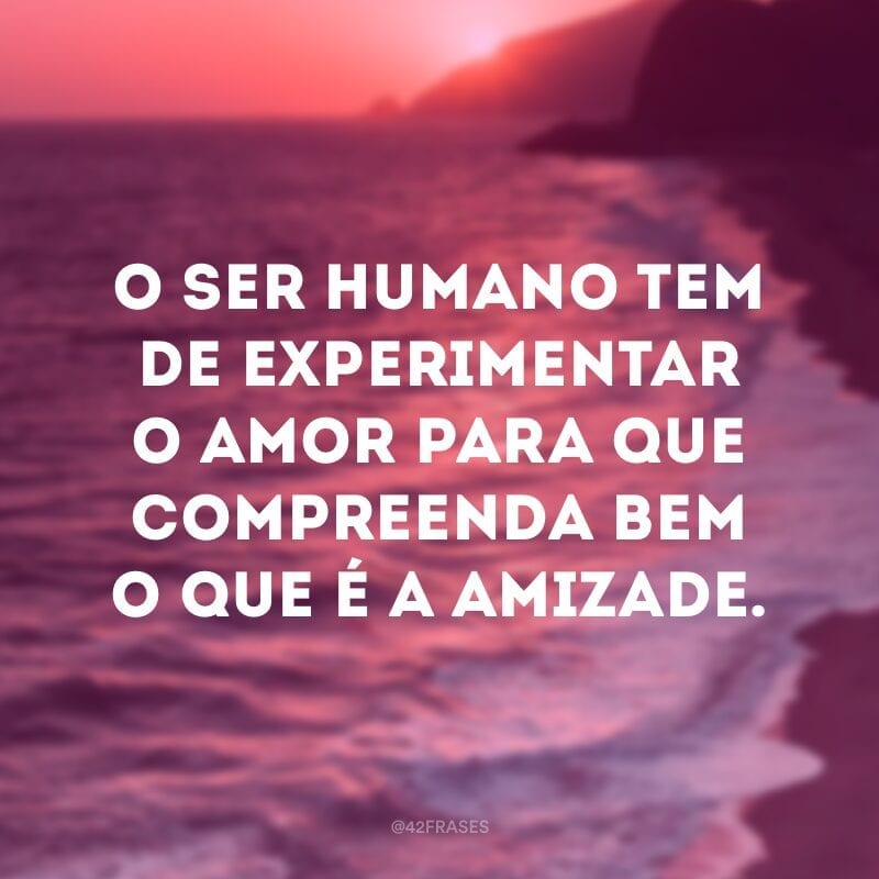 O ser humano tem de experimentar o amor para que compreenda bem o que é a amizade.