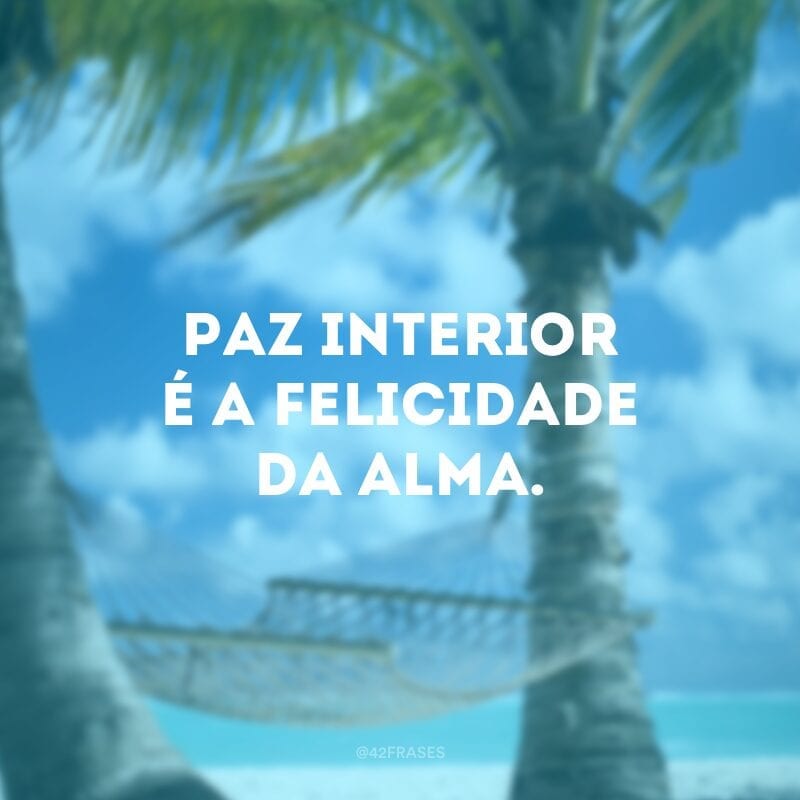 Paz interior é a felicidade da alma.