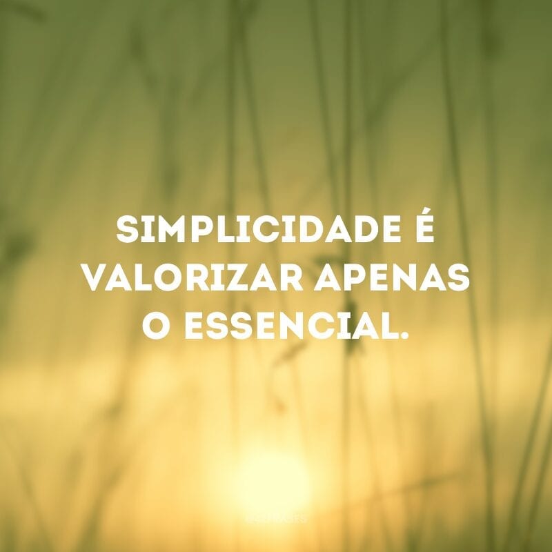 Simplicidade é valorizar apenas o essencial.