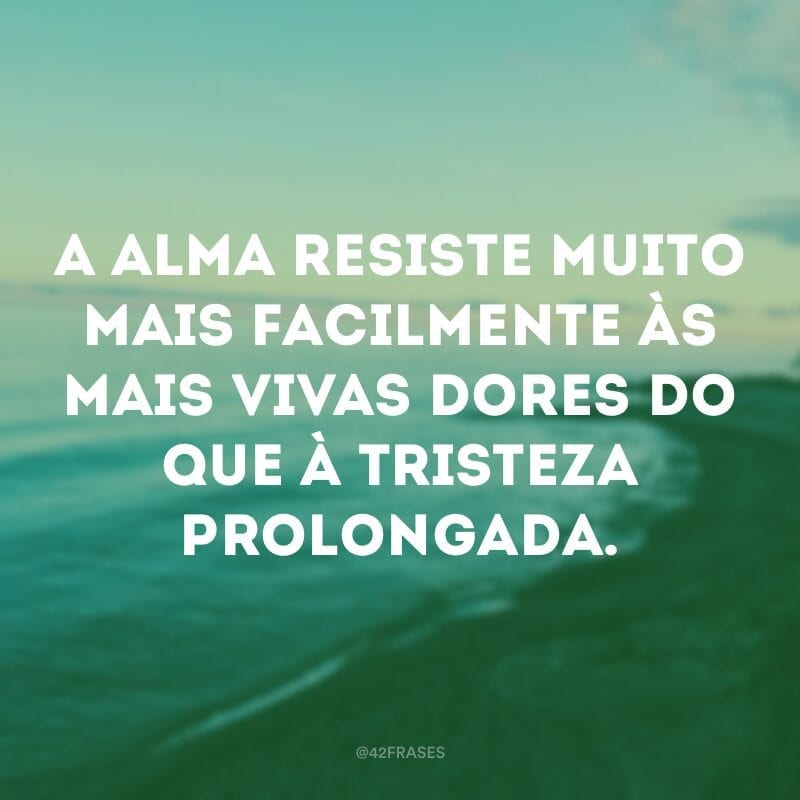 A alma resiste muito mais facilmente às mais vivas dores do que à tristeza prolongada.