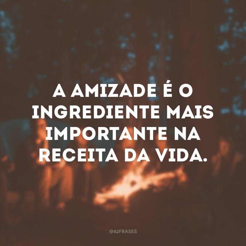 A amizade é o ingrediente mais importante na receita da vida.