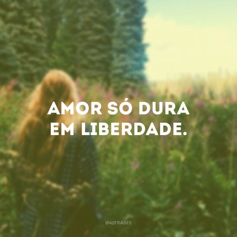 Amor só dura em liberdade.