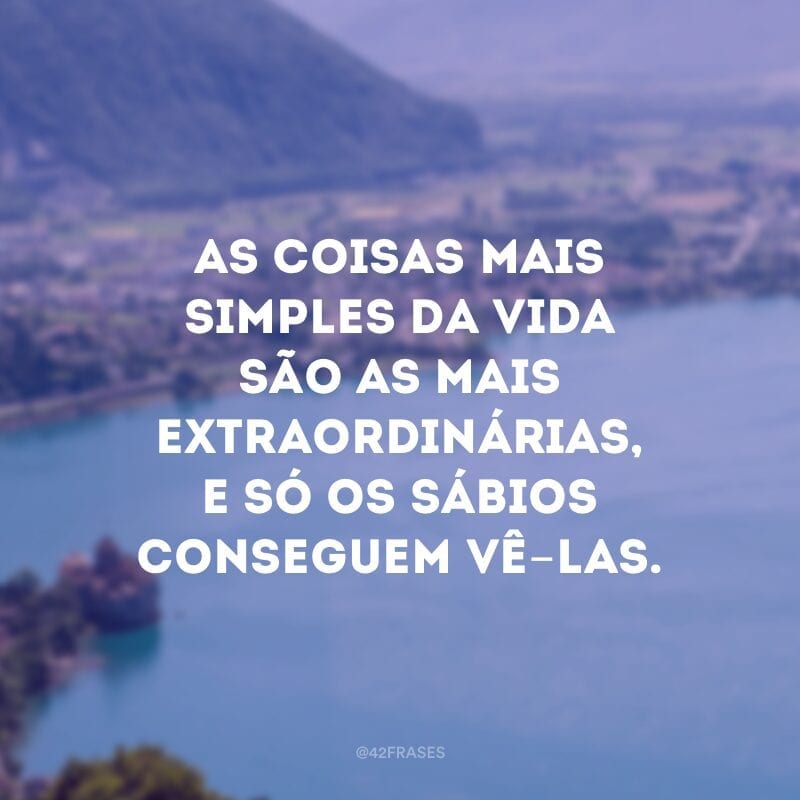 As coisas mais simples da vida são as mais extraordinárias, e só os sábios conseguem vê-las.