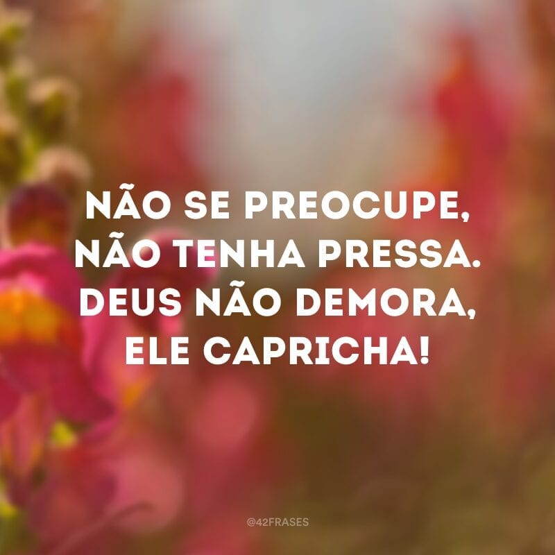 ‎Não se preocupe, não tenha pressa. Deus não demora, Ele capricha! 