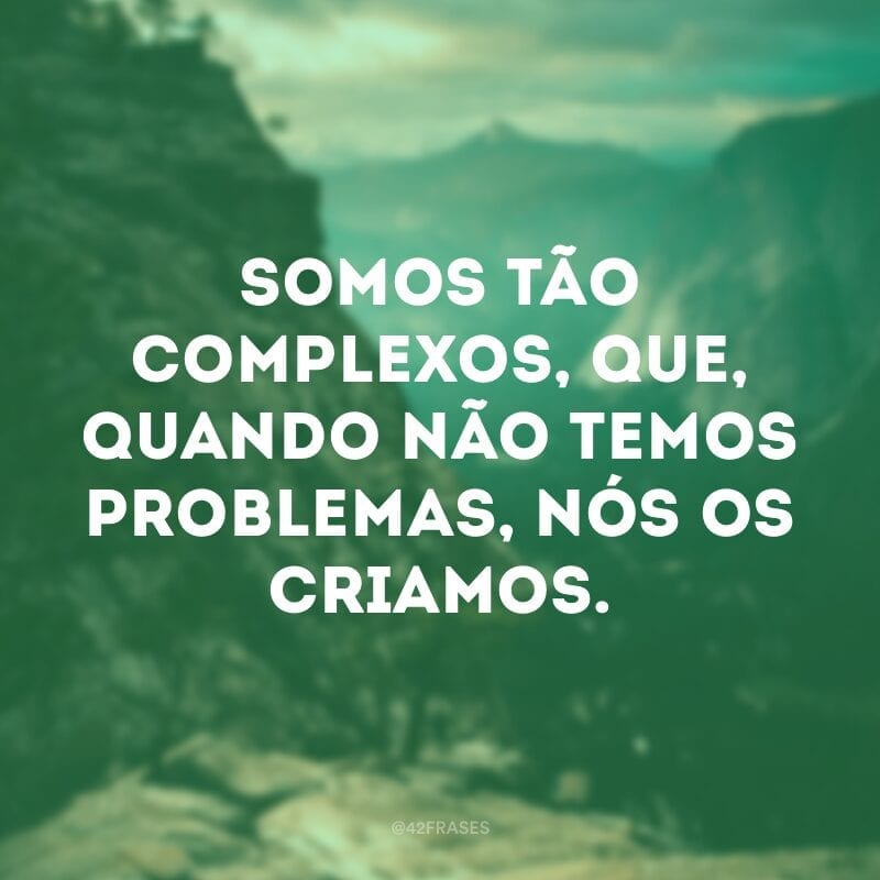 Somos tão complexos, que, quando não temos problemas, nós os criamos. 