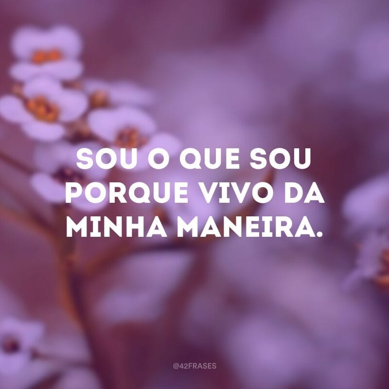 Sou o que sou porque vivo da minha maneira.