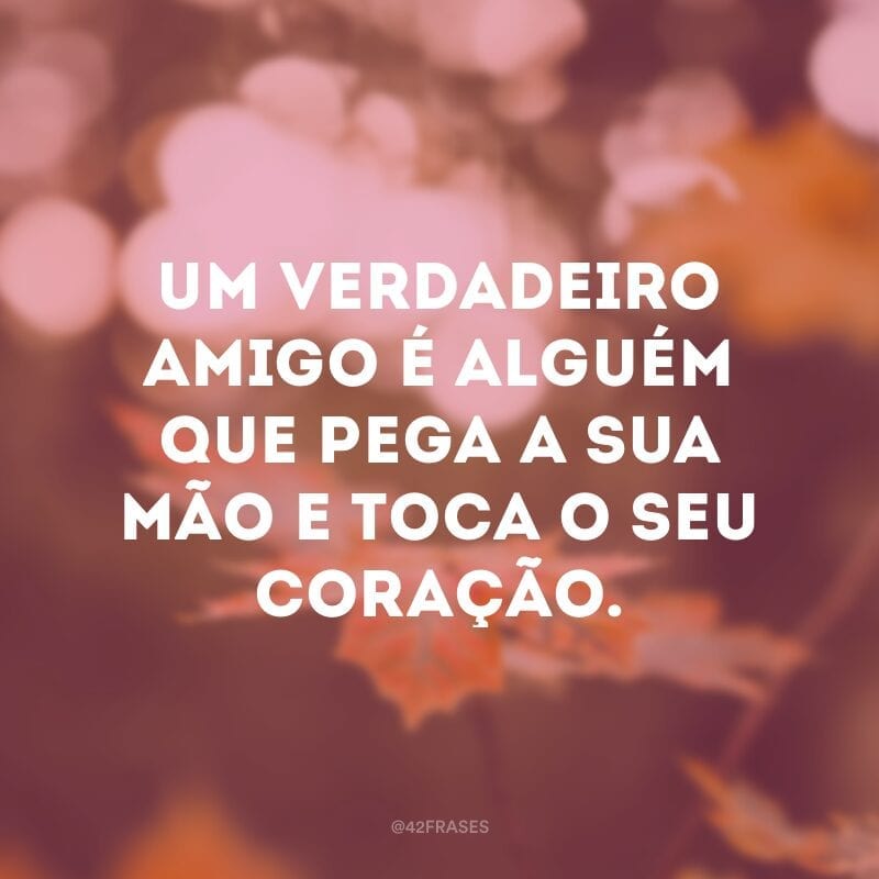 Um verdadeiro amigo é alguém que pega a sua mão e toca o seu coração.