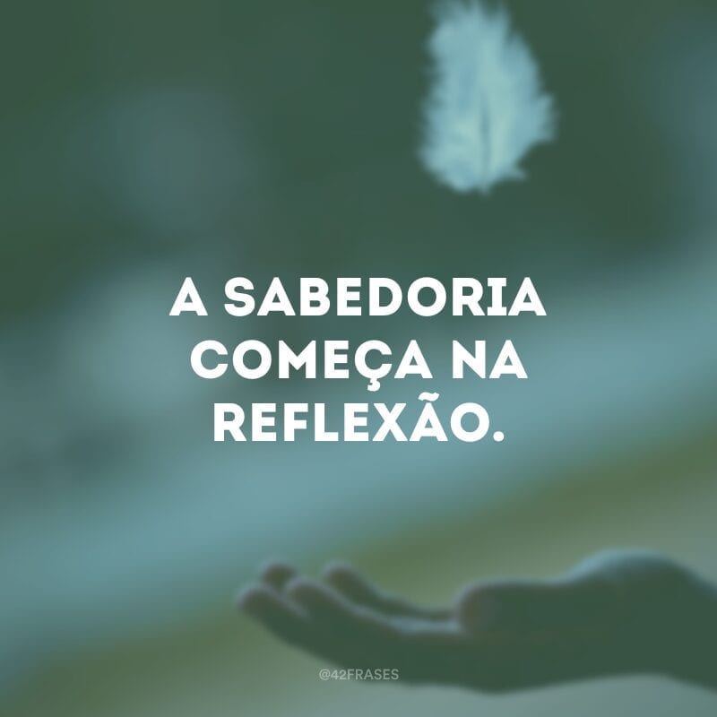 A sabedoria começa na reflexão.