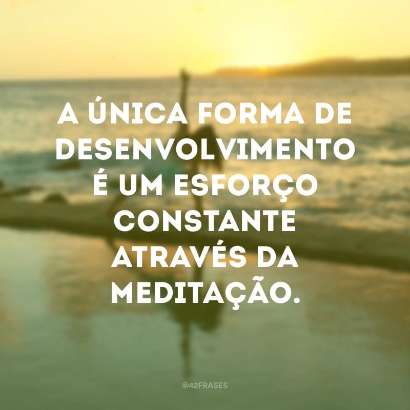 A única forma de desenvolvimento é um esforço constante através da meditação. 