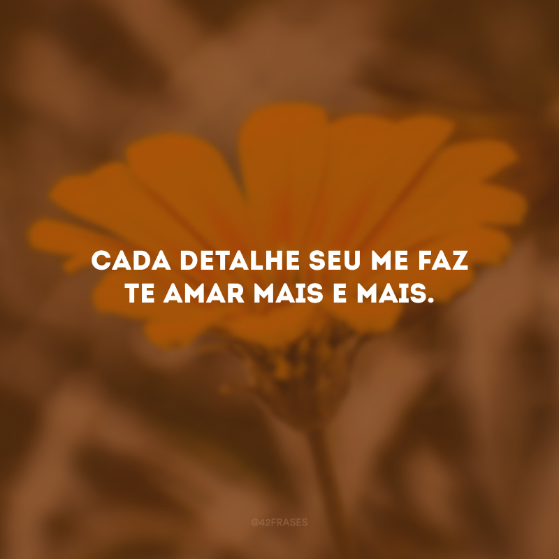 Cada detalhe seu me faz te amar mais e mais.