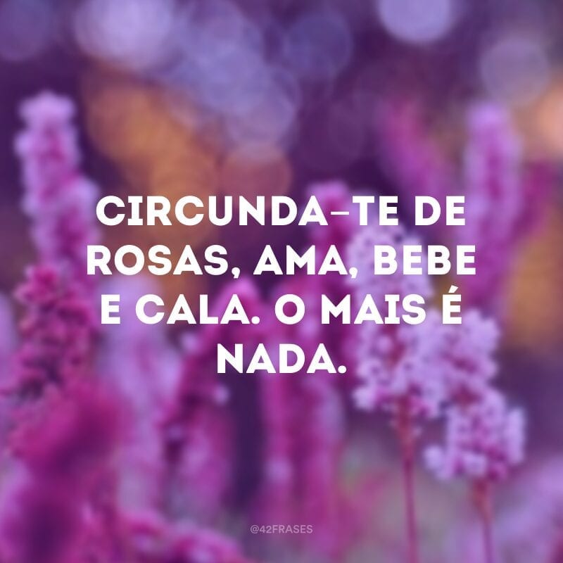 Circunda-te de rosas, ama, bebe e cala. O mais é nada.