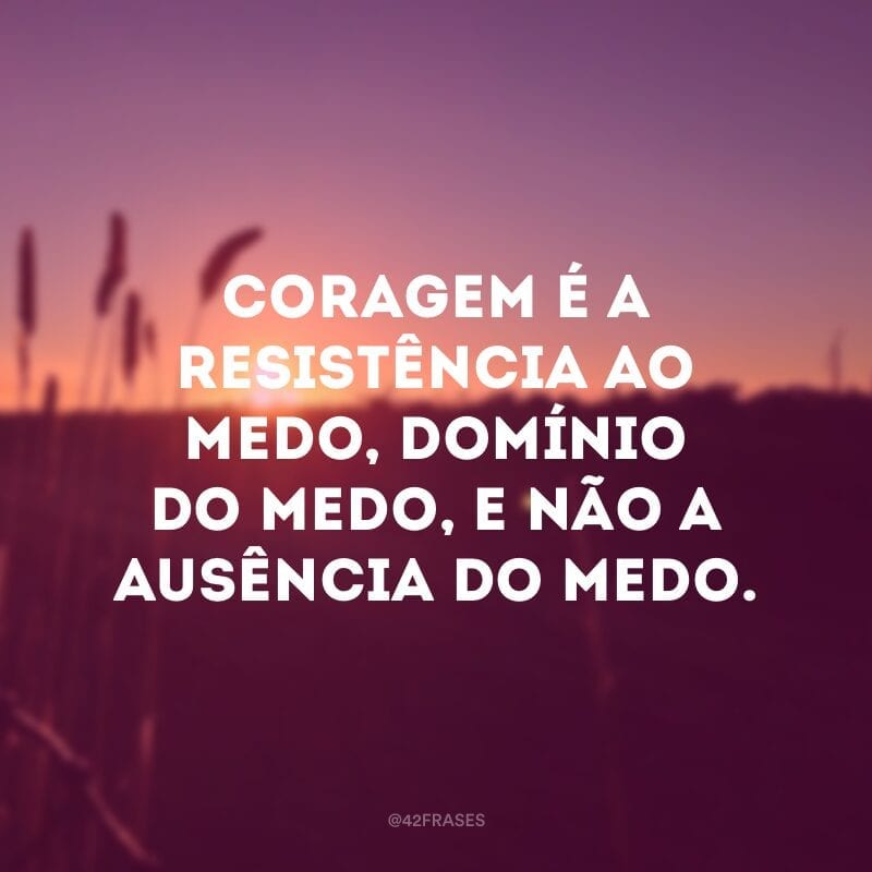 Coragem é a resistência ao medo, domínio do medo, e não a ausência do medo.