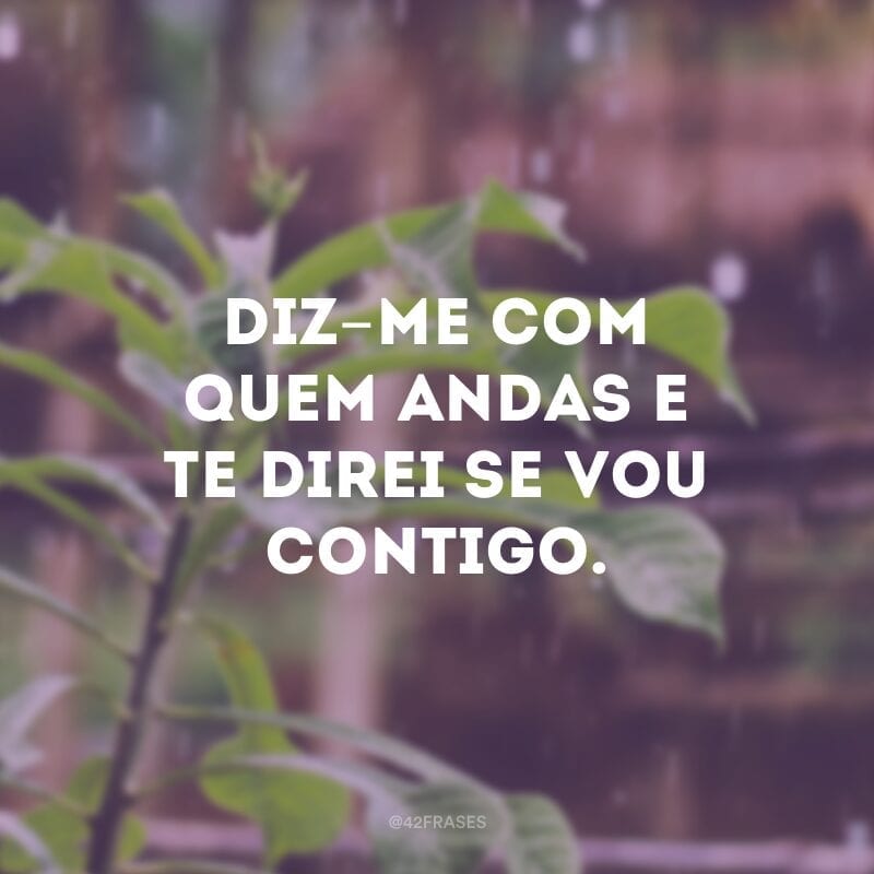 Diz-me com quem andas e te direi se vou contigo.