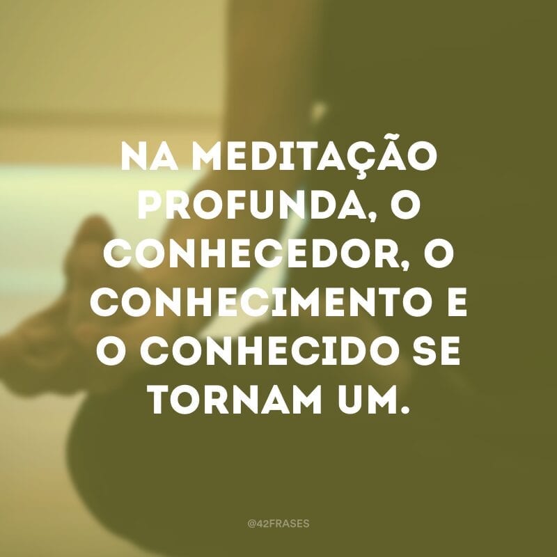 Na meditação profunda, o conhecedor, o conhecimento e o conhecido se tornam um.