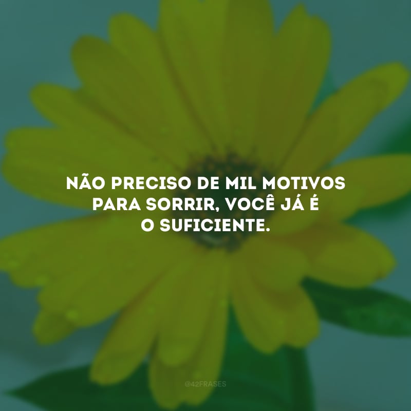 Não preciso de mil motivos para sorrir, você já é o suficiente.