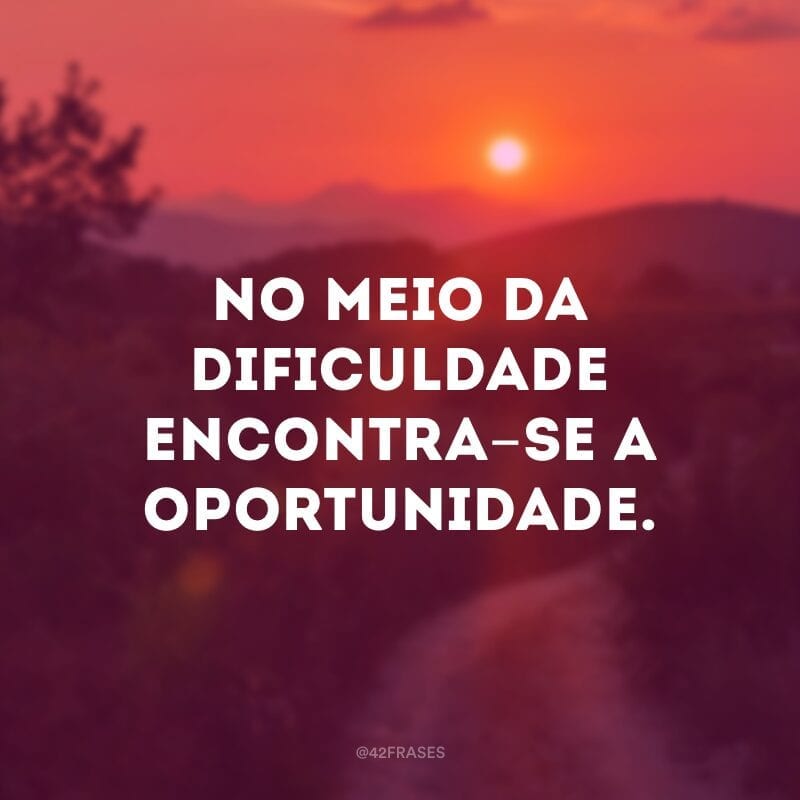 No meio da dificuldade encontra-se a oportunidade. 