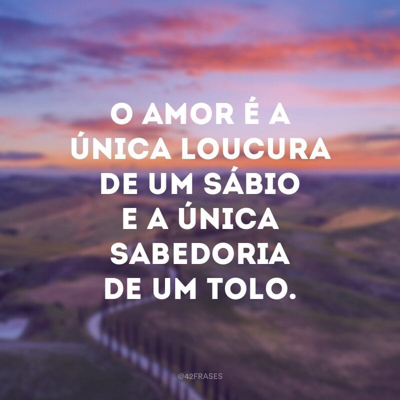 O amor é a única loucura de um sábio e a única sabedoria de um tolo.