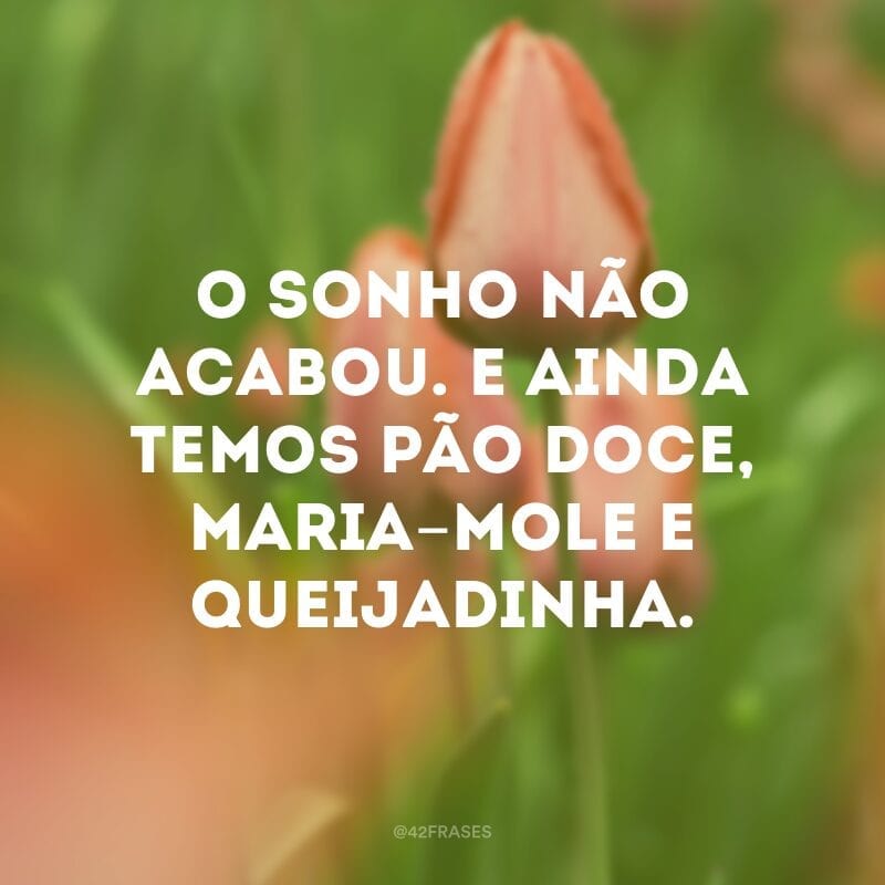 O sonho não acabou. E ainda temos pão doce, maria-mole e queijadinha.