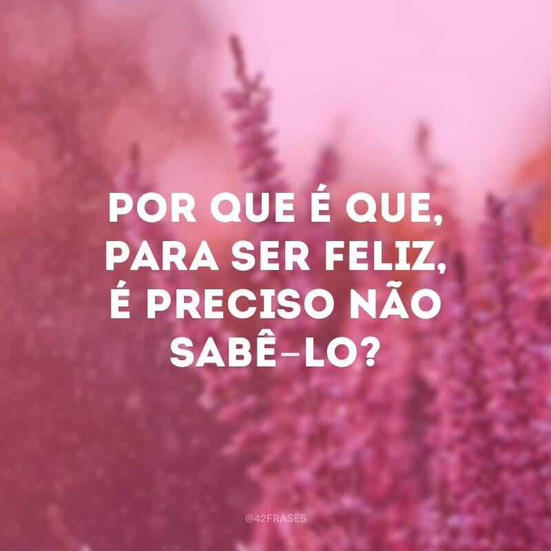 Por que é que, para ser feliz, é preciso não sabê-lo?