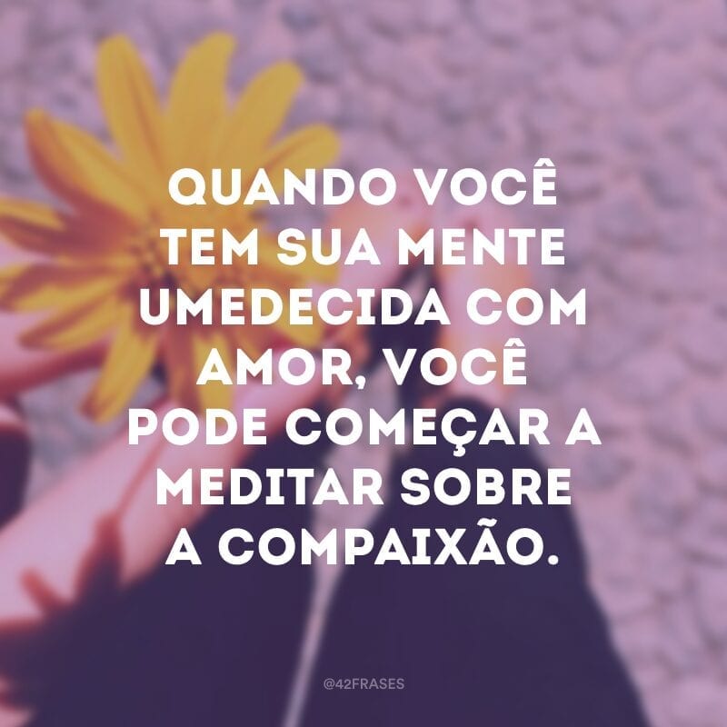 Quando você tem sua mente umedecida com amor, você pode começar a meditar sobre a compaixão.